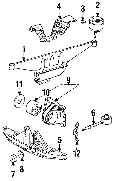 Diagram ENGINE & TRANS MOUNTING. for your 2006 Porsche Cayenne  Turbo Sport Utility 