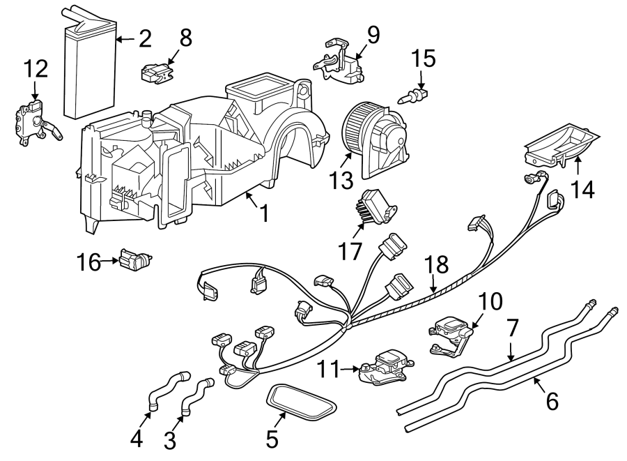 Diagram AIR CONDITIONER & HEATER. EVAPORATOR & HEATER COMPONENTS. for your 2023 Porsche Cayenne  E-Hybrid Coupe Sport Utility 