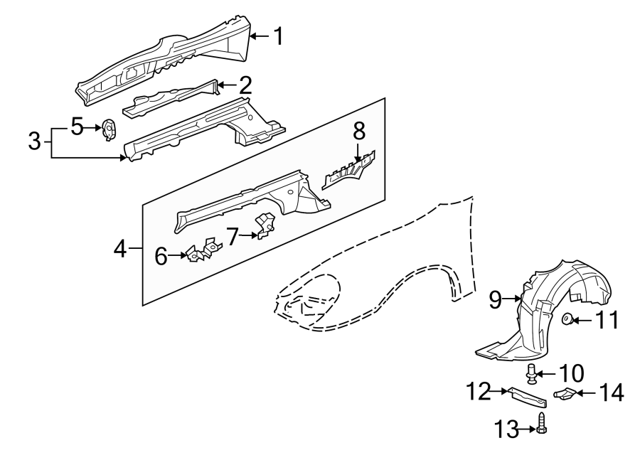 Diagram FENDER. STRUCTURAL COMPONENTS & RAILS. for your 2013 Porsche Cayenne  S Sport Utility 