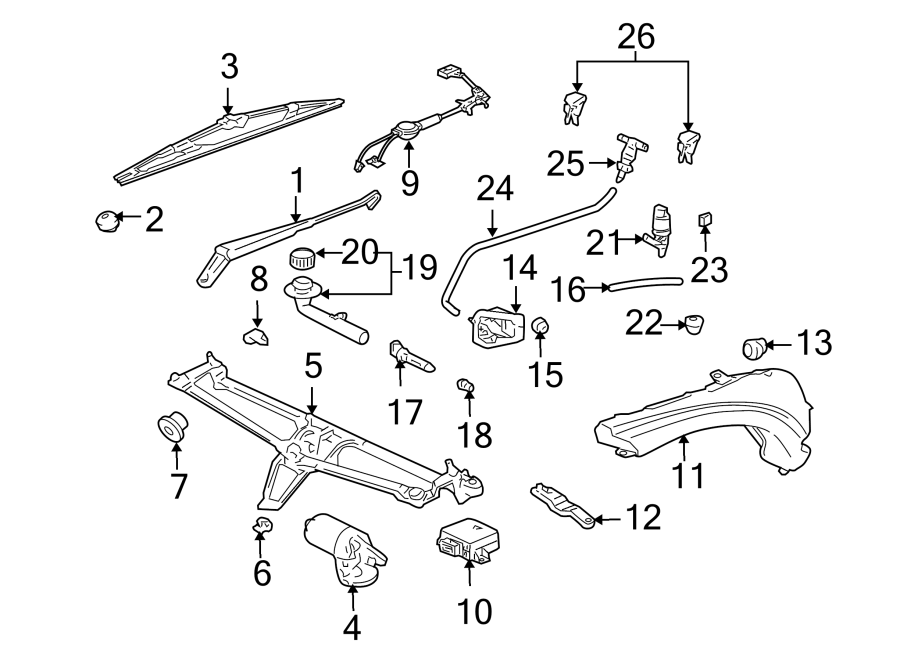 Diagram WINDSHIELD. WIPER & WASHER COMPONENTS. for your 2022 Porsche Cayenne   