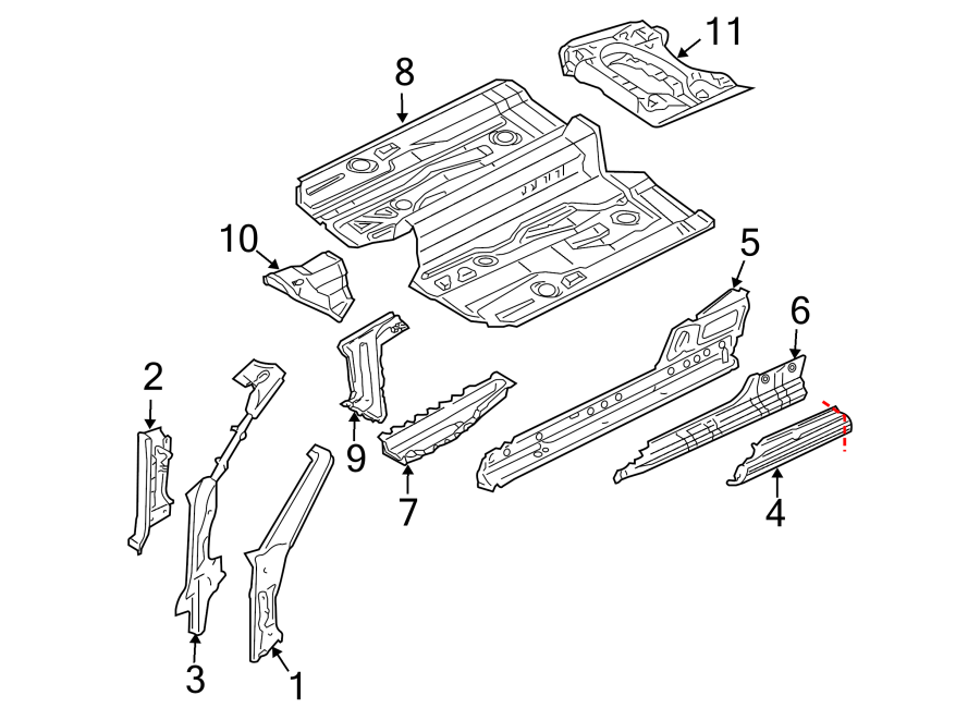 5PILLARS. ROCKER & FLOOR. FLOOR & RAILS. HINGE PILLAR.https://images.simplepart.com/images/parts/motor/fullsize/6931290.png