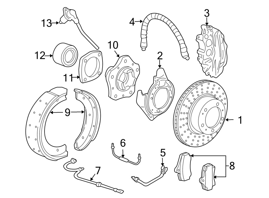 Diagram REAR SUSPENSION. BRAKE COMPONENTS. for your 2020 Porsche Cayenne   