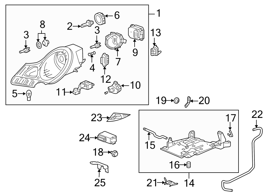 Diagram FRONT LAMPS. HEADLAMP COMPONENTS. for your 2019 Porsche Cayenne  Base Sport Utility 