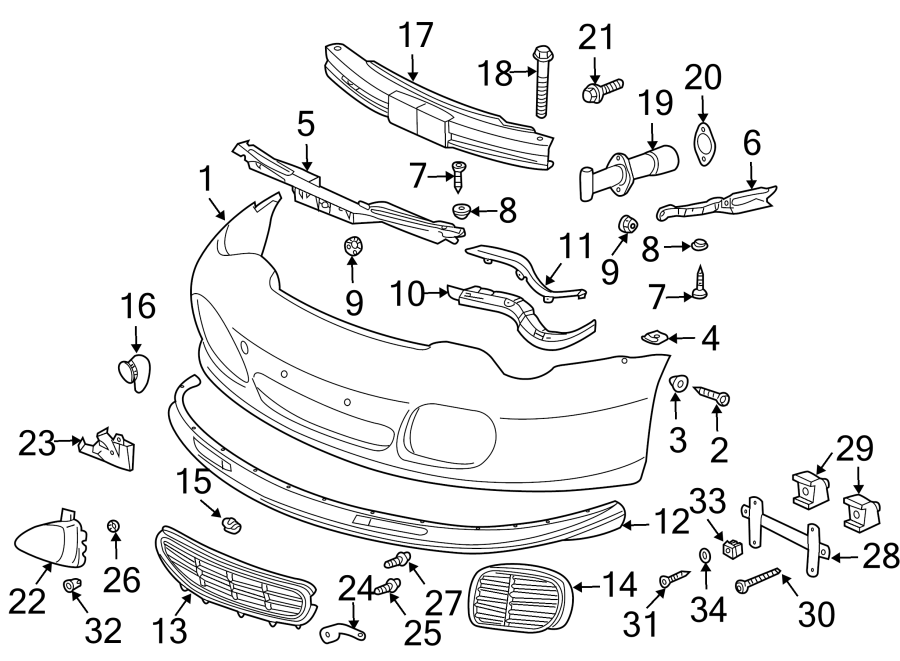 Diagram Front bumper. Bumper & components. for your 2018 Porsche Cayenne  Base Sport Utility 