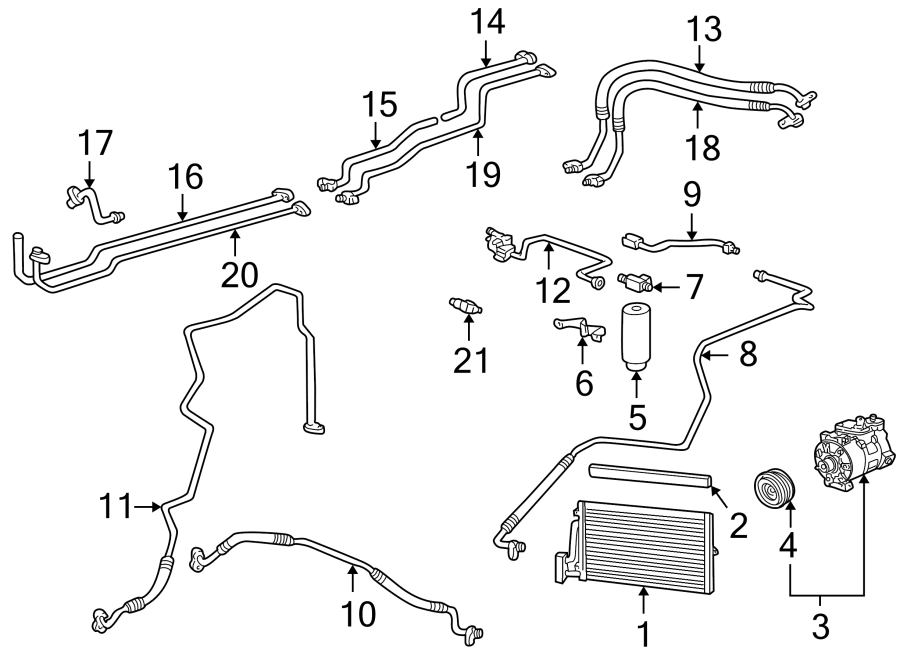 Diagram AIR CONDITIONER & HEATER. COMPRESSOR & LINES. for your 2010 Porsche Cayenne   