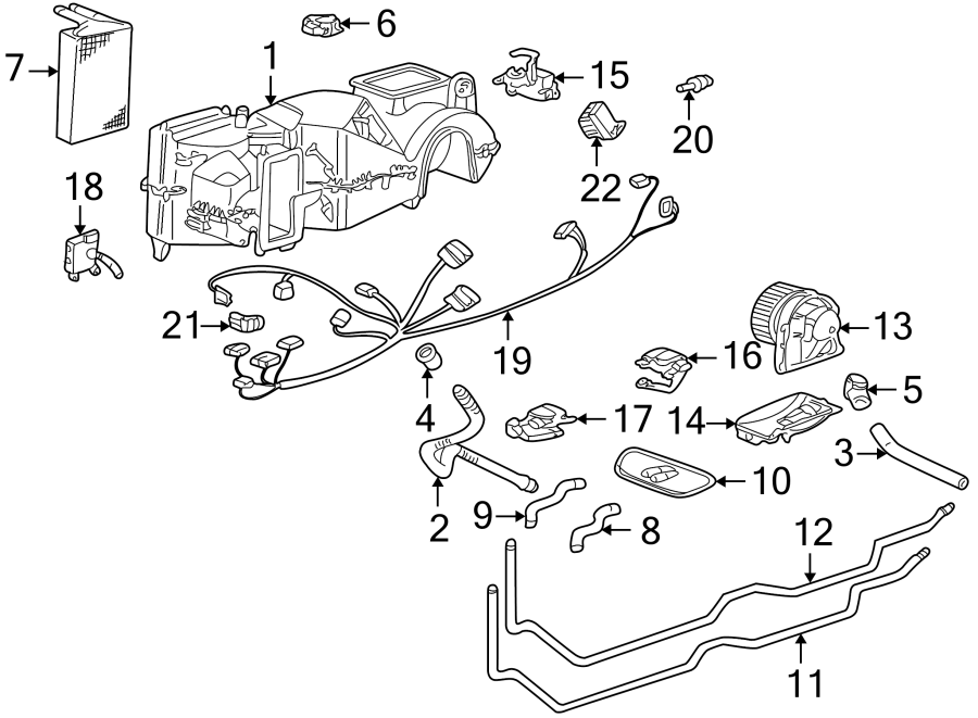 Diagram Air conditioner & heater. Evaporator & heater components. for your 2023 Porsche Cayenne  E-Hybrid Coupe Sport Utility 