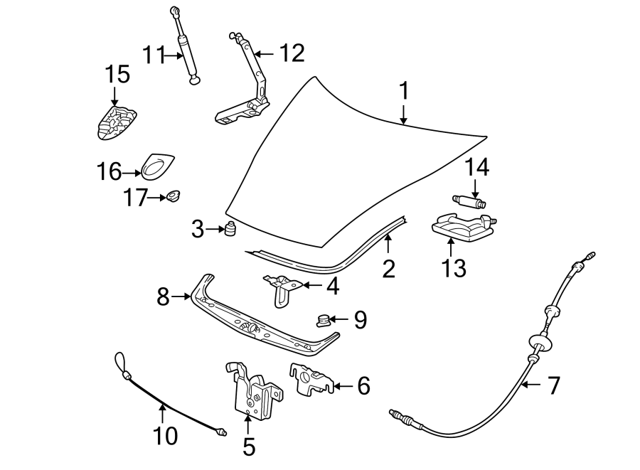 Diagram EXTERIOR TRIM. HOOD & COMPONENTS. for your 2022 Porsche Cayenne   