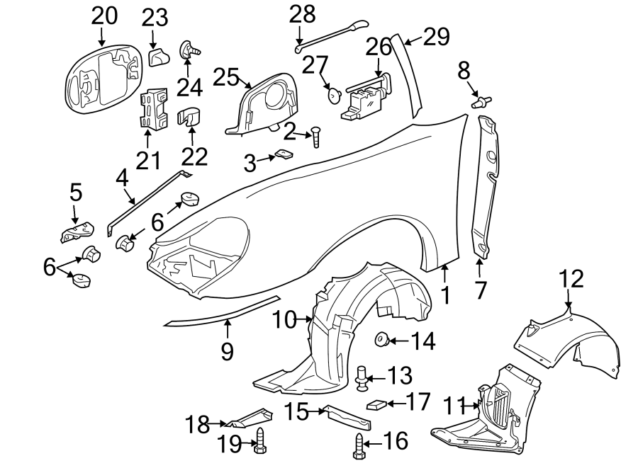 Diagram Fender & components. for your 2013 Porsche Cayenne  S Sport Utility 