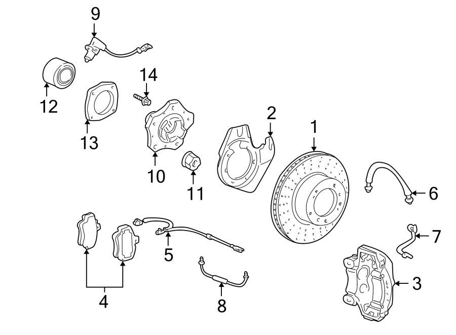 Diagram FRONT SUSPENSION. BRAKE COMPONENTS. for your Porsche Cayenne  