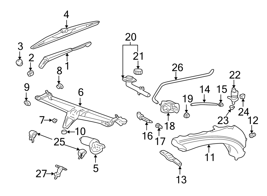 Diagram WINDSHIELD. WIPER & WASHER COMPONENTS. for your 2022 Porsche Cayenne   