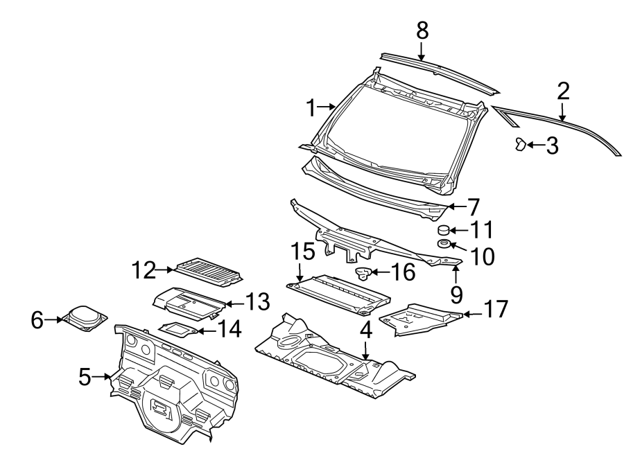 Diagram COWL. for your 2014 Porsche Cayenne   