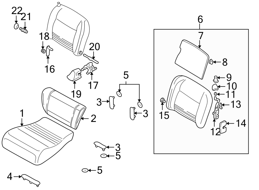 SEATS & TRACKS. REAR SEAT COMPONENTS.