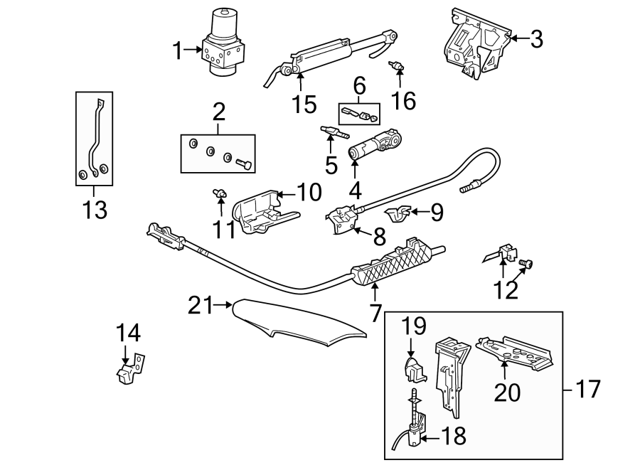 Diagram CONVERTIBLE/SOFT TOP. MOTOR & COMPONENTS. for your 2003 Porsche Cayenne   