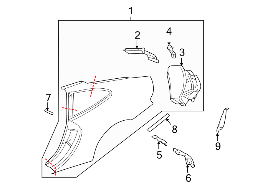 8Quarter panel & components.https://images.simplepart.com/images/parts/motor/fullsize/6932460.png