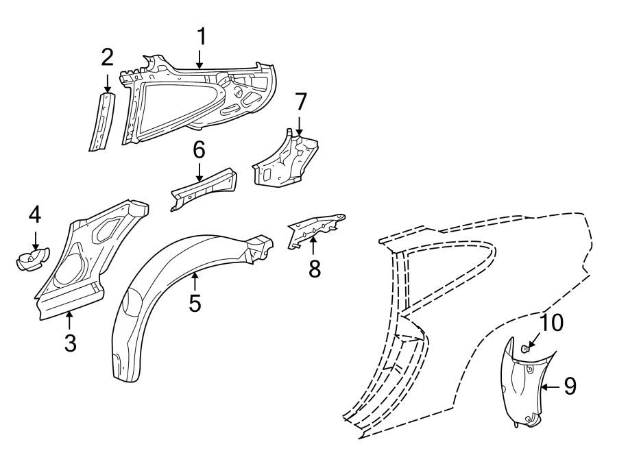 9QUARTER PANEL. INNER STRUCTURE.https://images.simplepart.com/images/parts/motor/fullsize/6932470.png