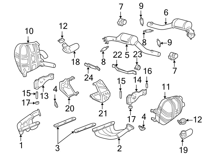 Diagram Exhaust system. Exhaust components. for your 2015 Porsche Cayenne   