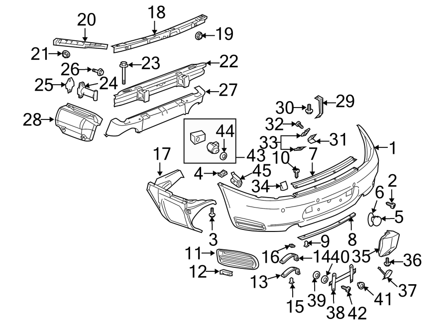 Diagram REAR BUMPER. BUMPER & COMPONENTS. for your 2016 Porsche Cayenne   