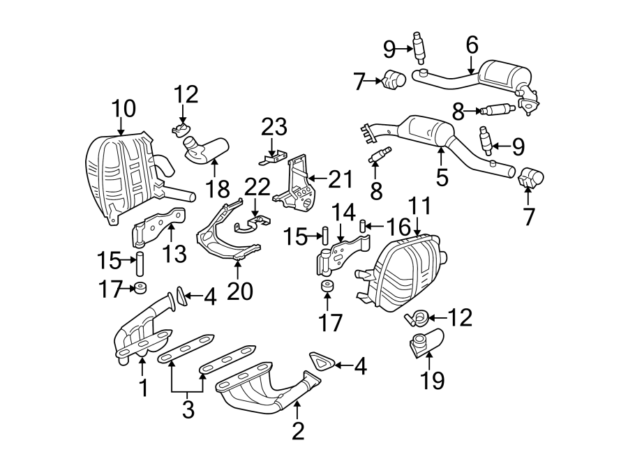 Diagram EXHAUST SYSTEM. EXHAUST COMPONENTS. for your 2011 Porsche Cayenne   