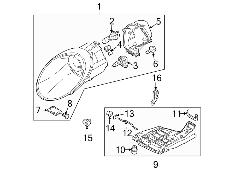 Diagram FRONT LAMPS. HEADLAMP COMPONENTS. for your 2018 Porsche Cayenne  Base Sport Utility 