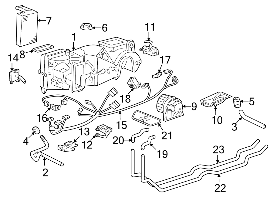 Diagram AIR CONDITIONER & HEATER. EVAPORATOR & HEATER COMPONENTS. for your 2006 Porsche Cayenne   