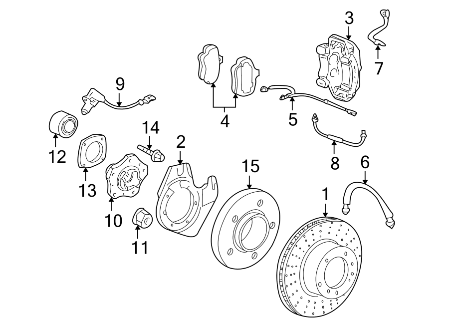 Diagram FRONT SUSPENSION. BRAKE COMPONENTS. for your 2023 Porsche Cayenne   