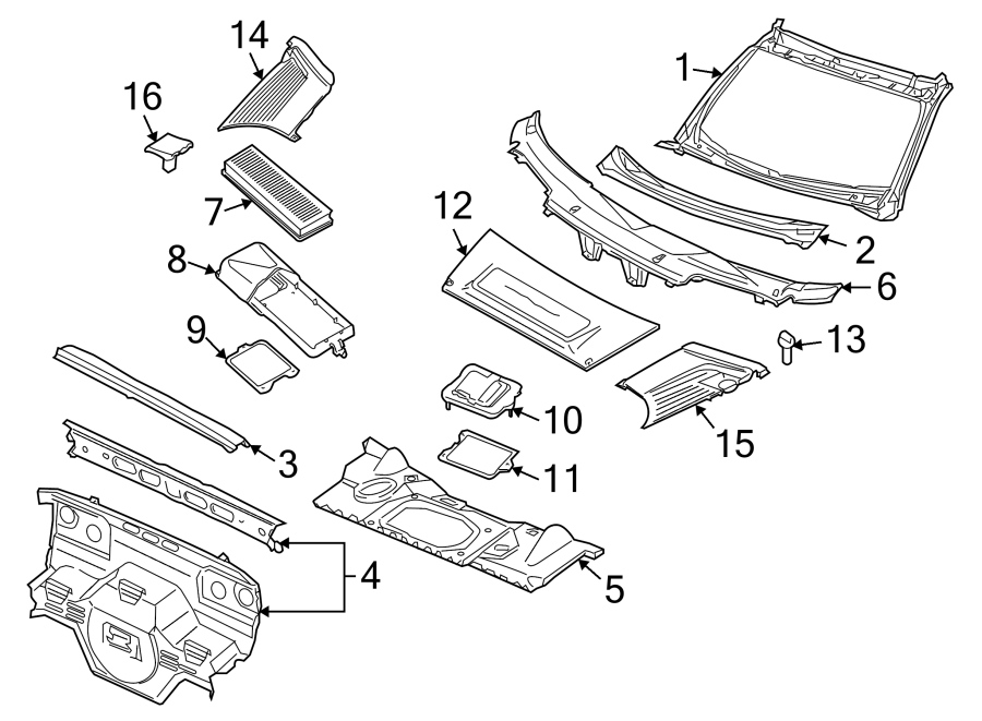 Diagram COWL. for your 2011 Porsche Cayenne  S Sport Utility 