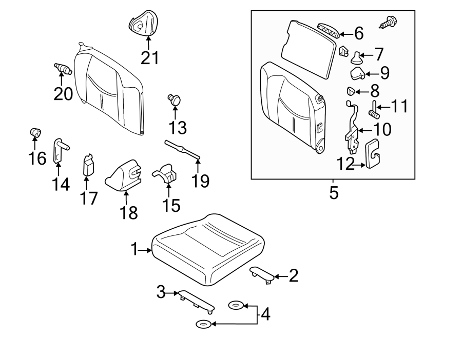 SEATS & TRACKS. REAR SEAT COMPONENTS.