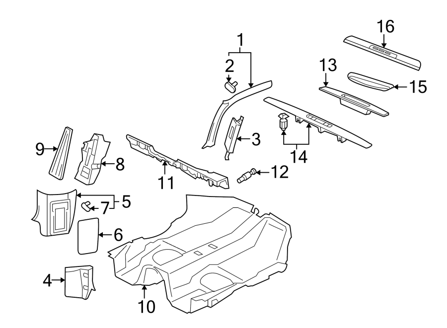 Diagram PILLARS. ROCKER & FLOOR. INTERIOR TRIM. for your Porsche Cayenne  