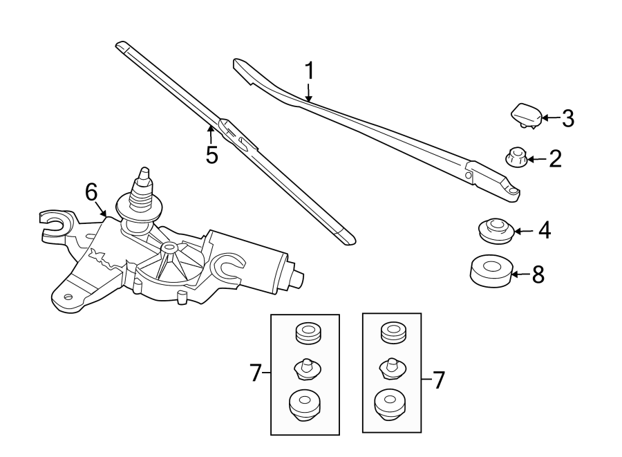 Diagram BACK GLASS. REAR WIPER COMPONENTS. for your Porsche