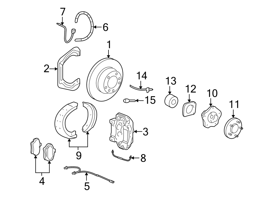 REAR SUSPENSION. BRAKE COMPONENTS.