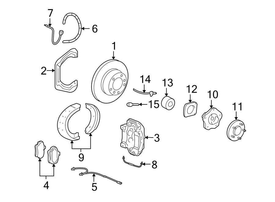 Diagram REAR SUSPENSION. BRAKE COMPONENTS. for your Porsche Cayenne  