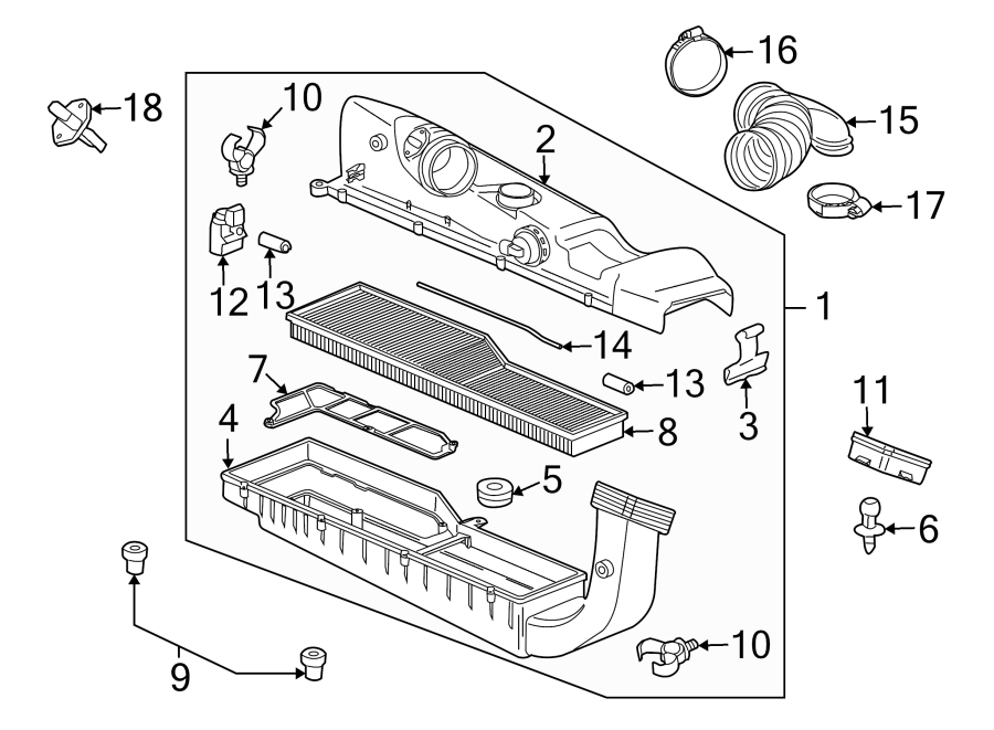 Diagram AIR INTAKE. for your 2008 Porsche Cayenne 4.8L V8 A/T GTS Sport Utility 