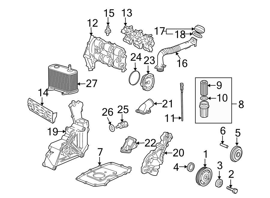 Diagram ENGINE PARTS. for your 2014 Porsche Cayenne   