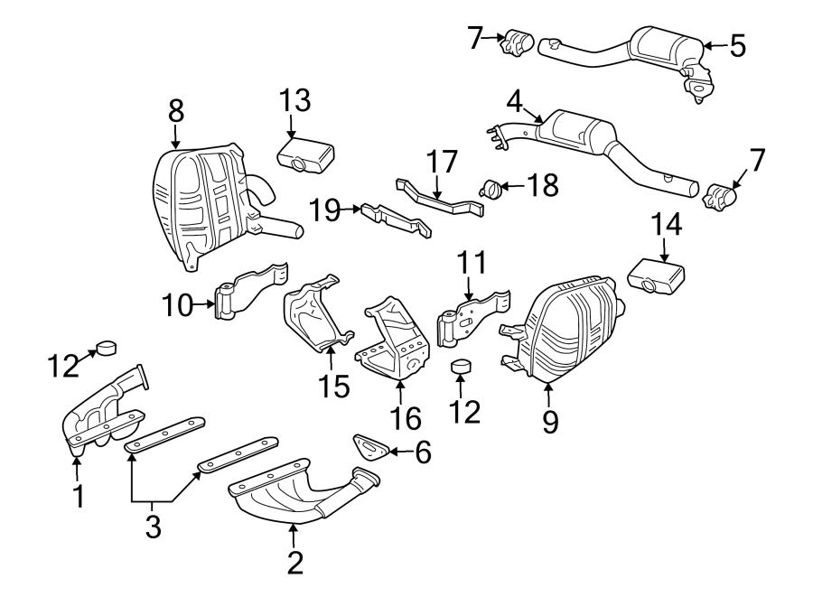 Diagram EXHAUST SYSTEM. EXHAUST COMPONENTS. for your 2013 Porsche Cayenne   