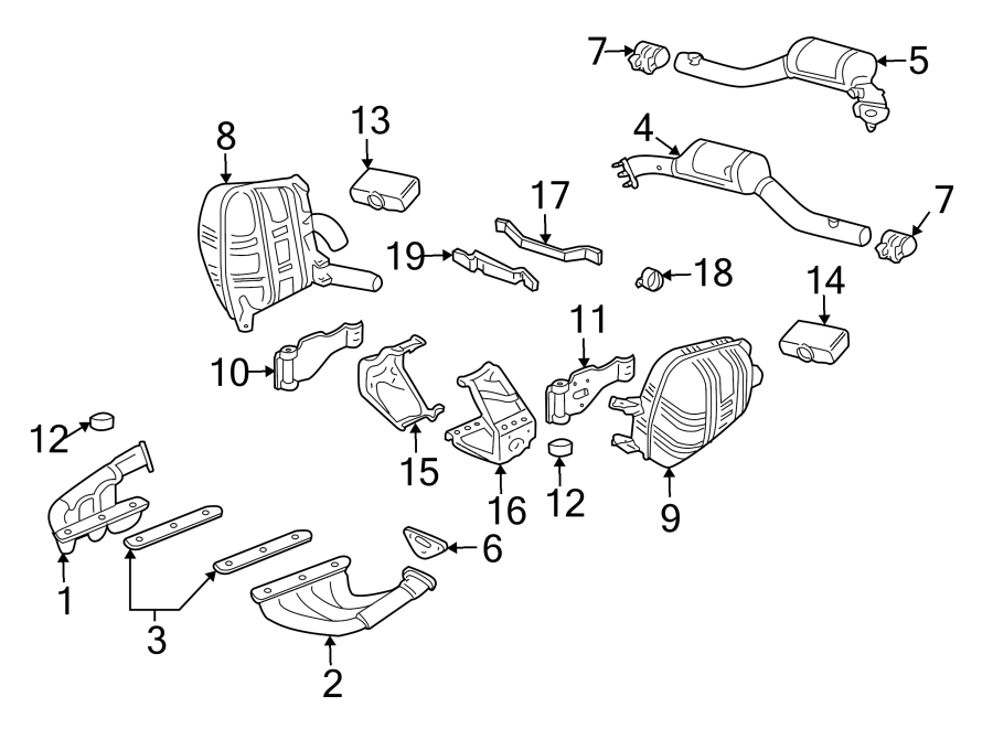 Diagram EXHAUST SYSTEM. EXHAUST COMPONENTS. for your 2008 Porsche Cayenne   