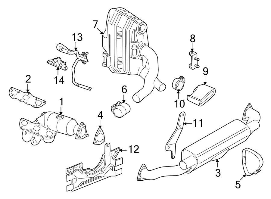 Diagram EXHAUST SYSTEM. EXHAUST COMPONENTS. for your 2010 Porsche Cayenne  Turbo Sport Utility 