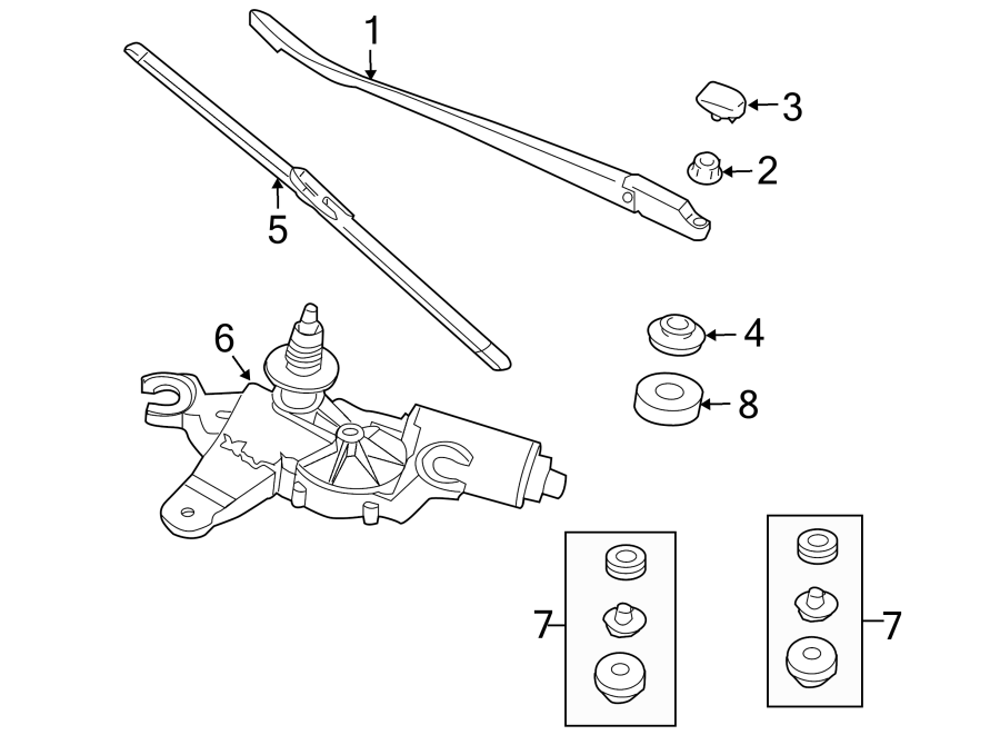 Diagram ROOF. REAR WIPER COMPONENTS. for your Porsche