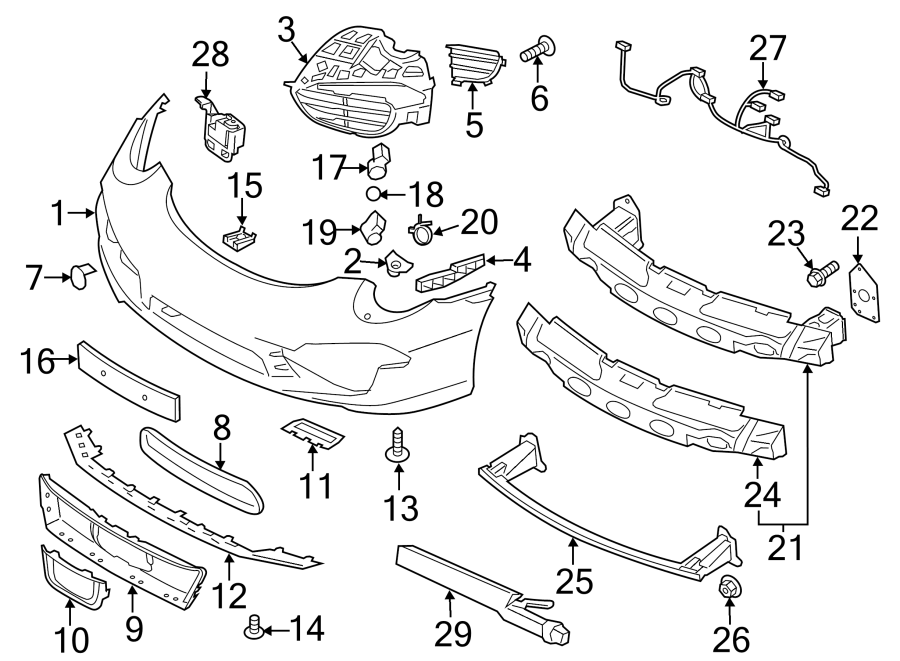 Diagram Front bumper. Bumper & components. for your 2010 Porsche Cayenne  Turbo S Sport Utility 