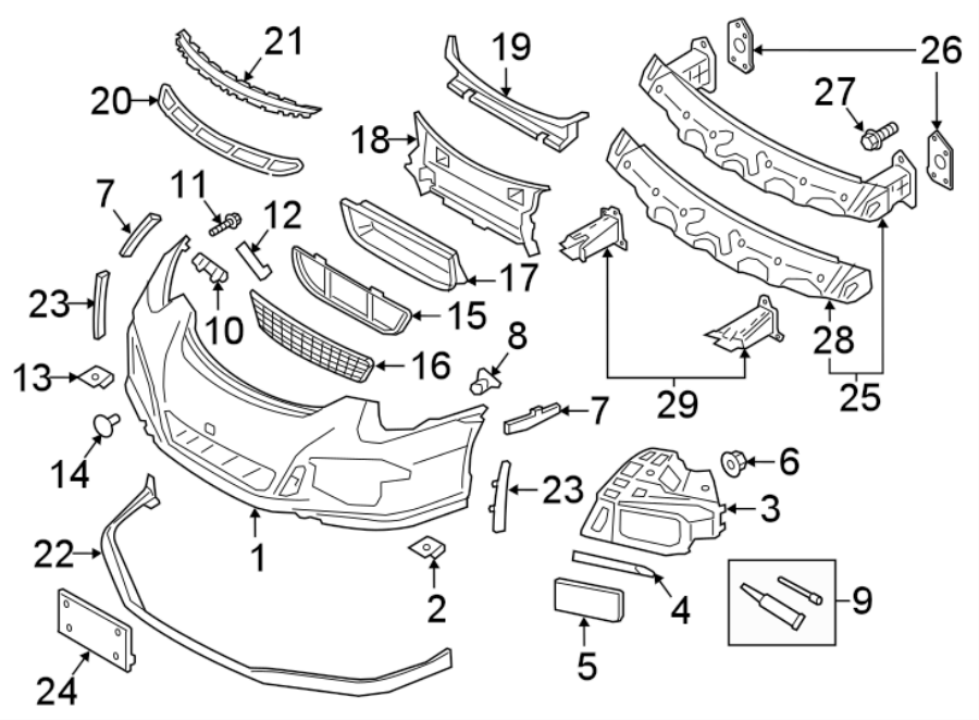 Diagram Front bumper. Bumper & components. for your 2014 Porsche Cayenne   