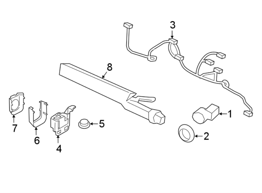 Diagram Front bumper. Electrical components. for your 2024 Porsche Cayenne   