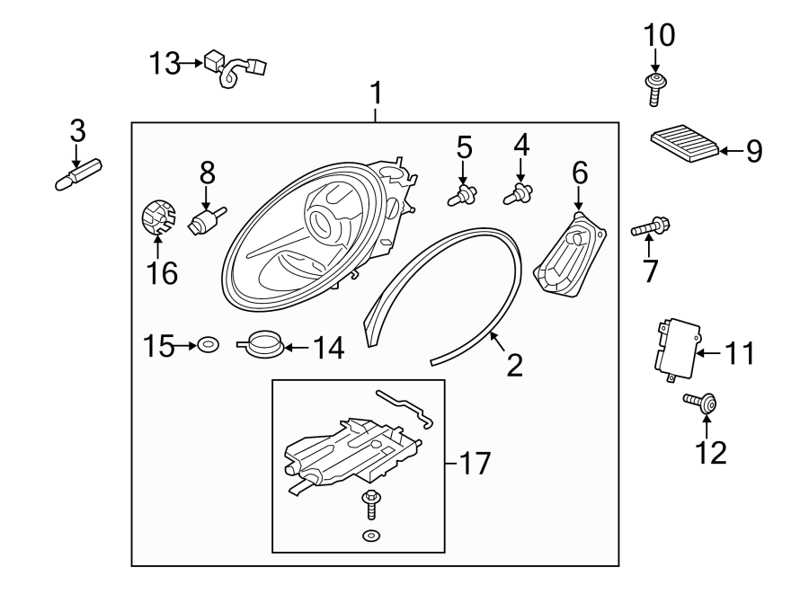 Diagram Front lamps. Headlamp components. for your 2023 Porsche Cayenne  Turbo Coupe Sport Utility 