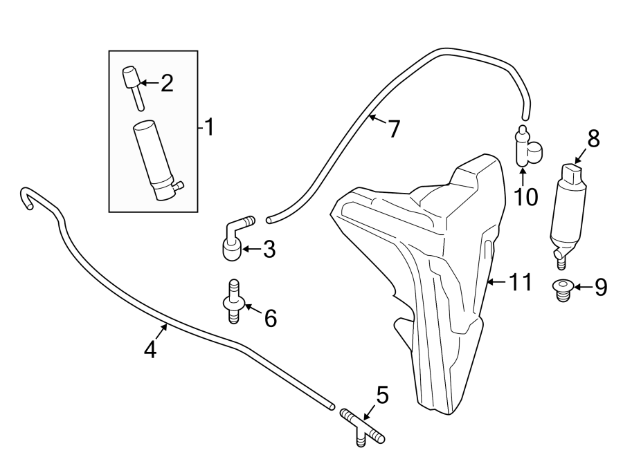 Diagram Front lamps. Washer components. for your Porsche Cayenne  