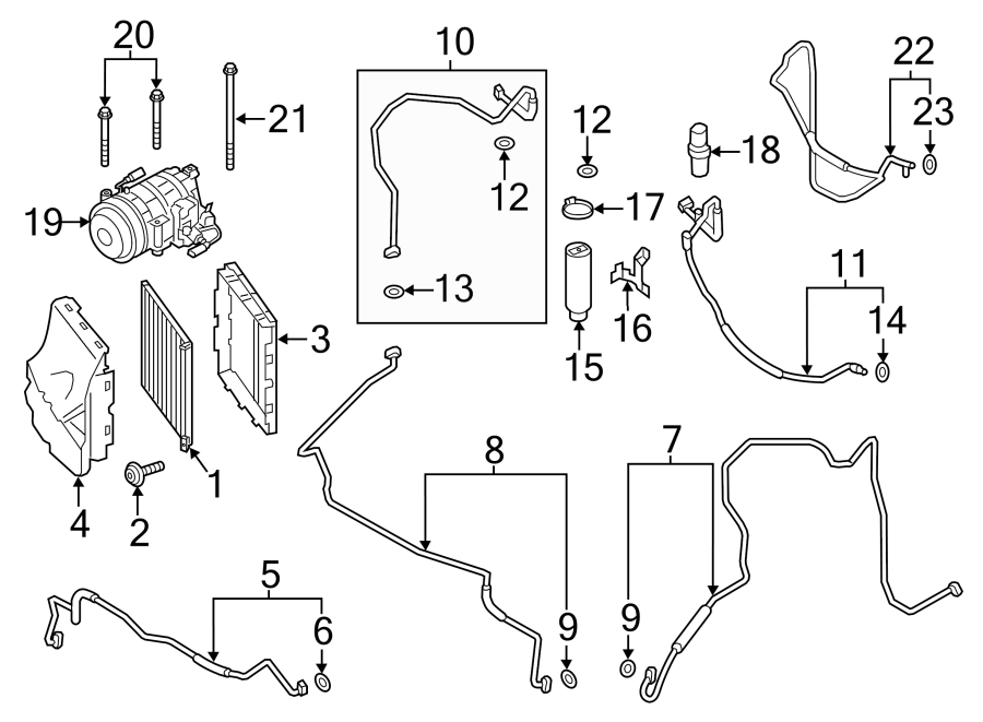 Diagram AIR CONDITIONER & HEATER. COMPRESSOR & LINES. CONDENSER. for your 2004 Porsche Cayenne  Base Sport Utility 