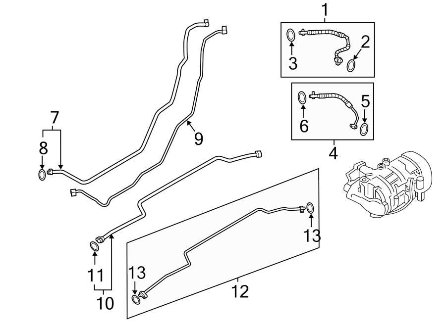 Diagram AIR CONDITIONER & HEATER. REAR AC LINES. for your 2009 Porsche Cayenne  Turbo Sport Utility 