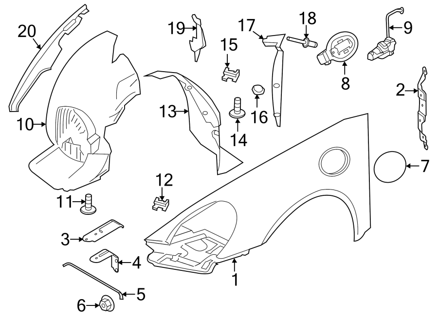 Diagram FENDER & COMPONENTS. for your 2004 Porsche Cayenne  Turbo Sport Utility 