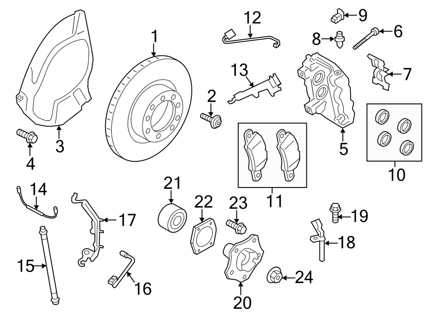 Diagram Front suspension. Brake components. for your 2023 Porsche Cayenne   