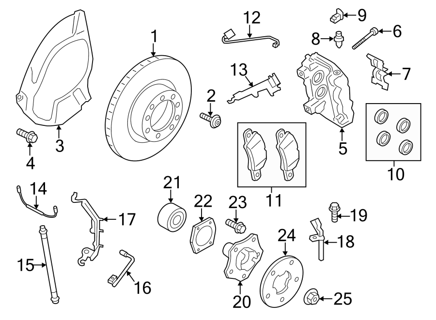 Diagram FRONT SUSPENSION. BRAKE COMPONENTS. for your 2010 Porsche Cayenne  S Sport Utility 