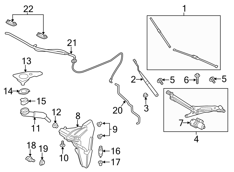 Diagram WINDSHIELD. WIPER & WASHER COMPONENTS. for your 2013 Porsche Panamera  4 Hatchback 