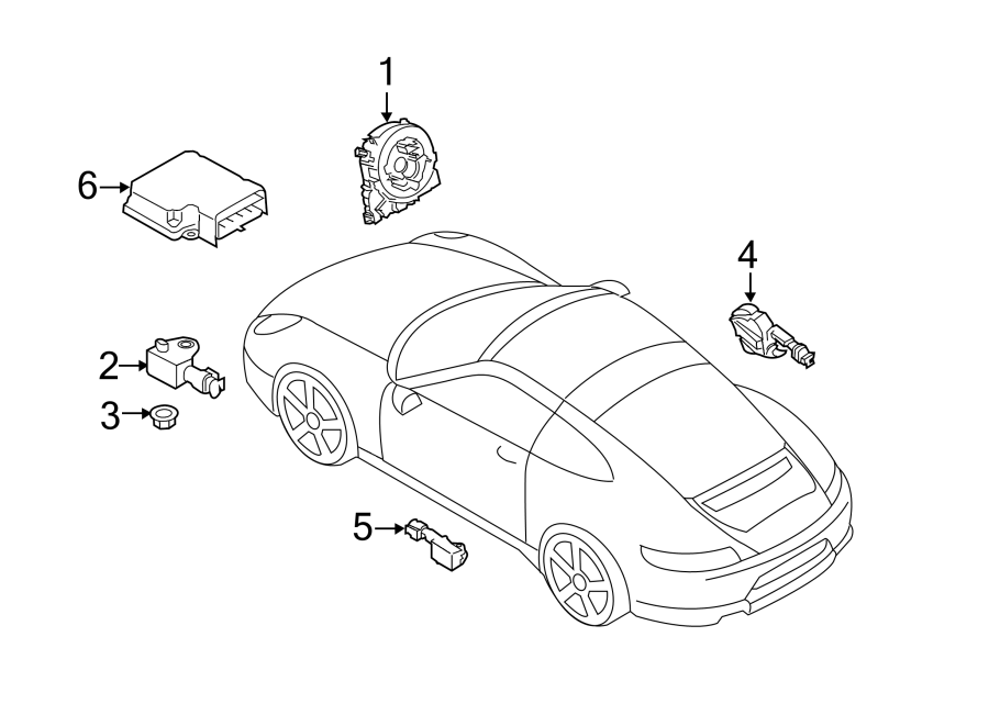 Diagram RESTRAINT SYSTEMS. AIR BAG COMPONENTS. for your 2017 Porsche Cayenne  Base Sport Utility 