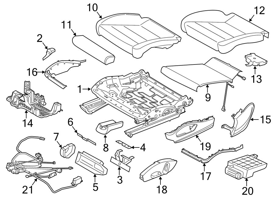 Diagram SEATS & TRACKS. FRONT SEAT COMPONENTS. for your 2013 Porsche